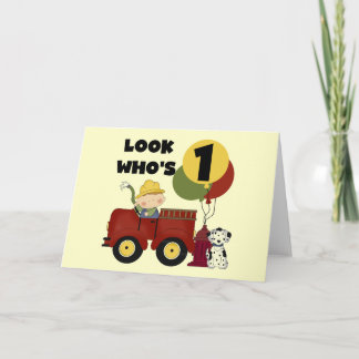 Fireman 1st Birthday Tshirts and Gifts Card