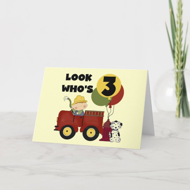 Fireman 3rd Birthday T-shirts and Gifts Card (Front)