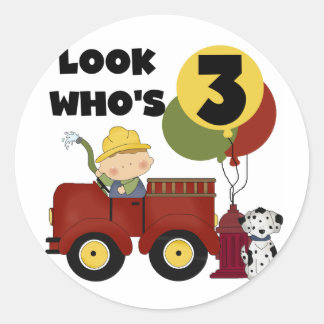 Fireman 3rd Birthday T-shirts and Gifts Classic Round Sticker