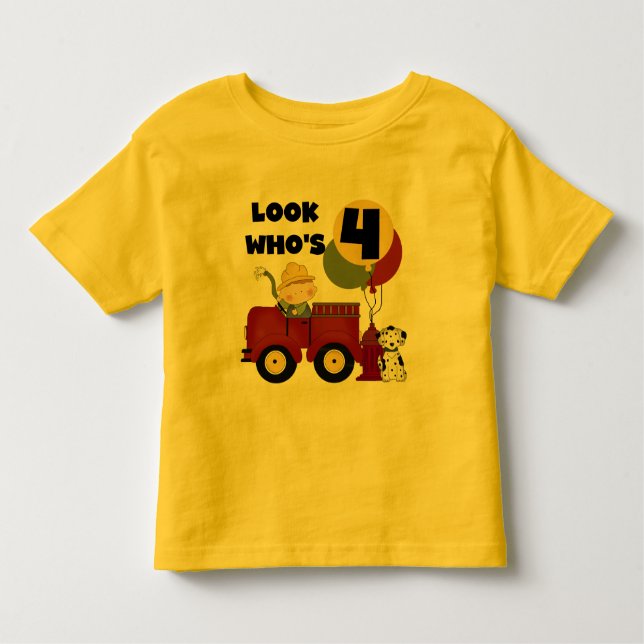 Fireman 4th Birthday Tshirts and Gifts (Front)