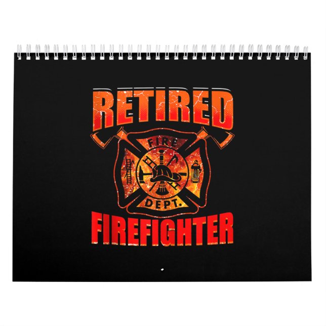 Fireman American Flag Red Line US Firefighter Calendar (Cover)
