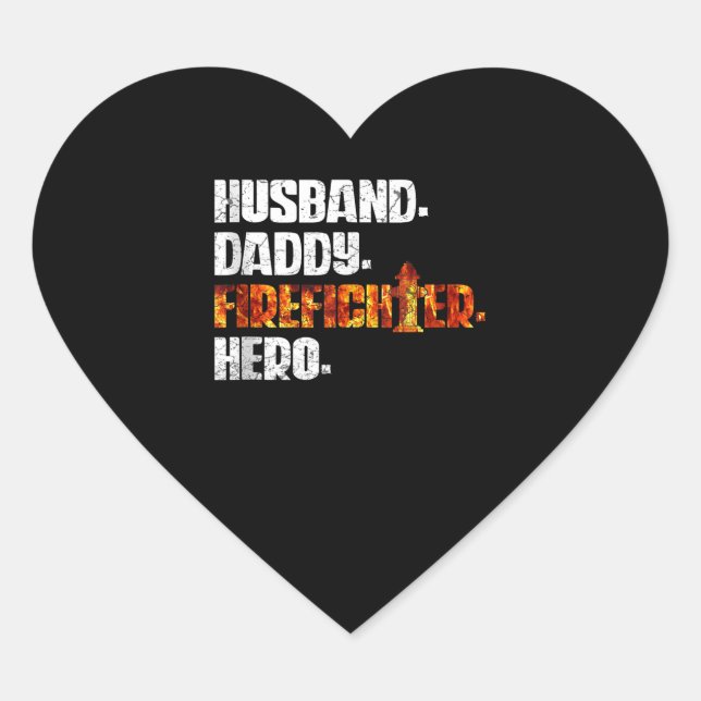 Fireman American Flag Red Line US Firefighter Dad Heart Sticker (Front)