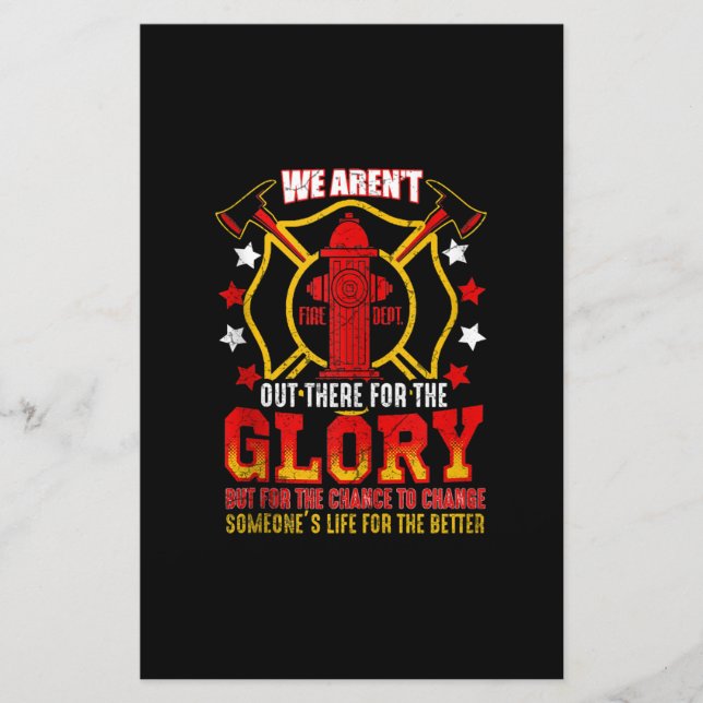 Fireman American Flag Red Line US Firefighter Dad Stationery (Front)