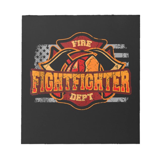 Fireman American Flag Red Line US Firefighter Gift Notepad (Front)