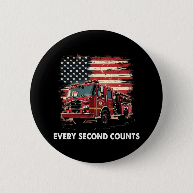 Fireman American Flag Thin Red Line Firefighter 6 Cm Round Badge (Front)