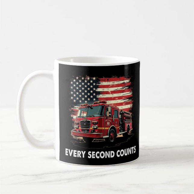 Fireman American Flag Thin Red Line Firefighter Coffee Mug (Left)