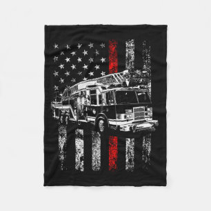 Fireman American Flag Thin Red Line Firefighter Fleece Blanket