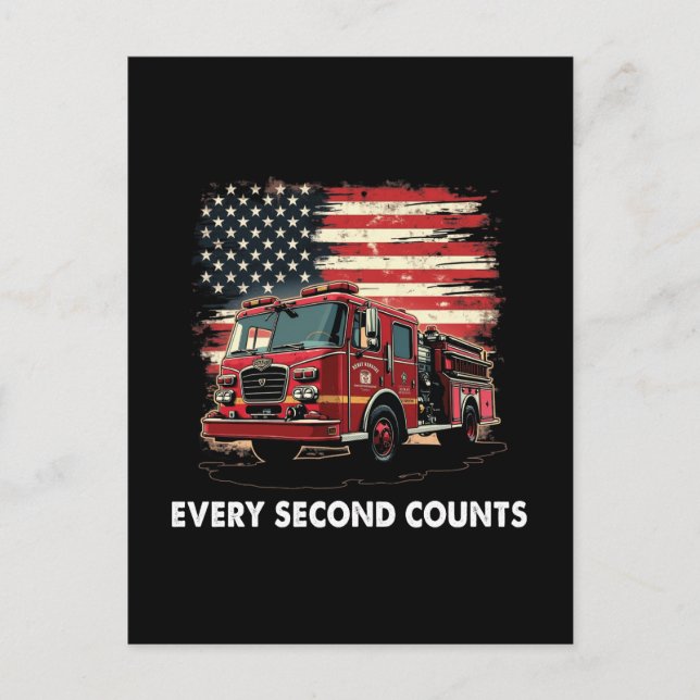 Fireman American Flag Thin Red Line Firefighter Holiday Postcard (Front)
