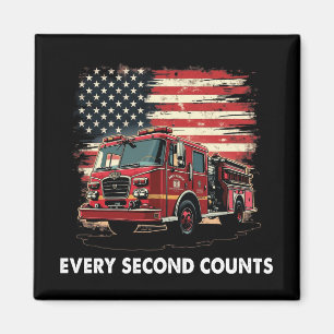 Fireman American Flag Thin Red Line Firefighter Magnet
