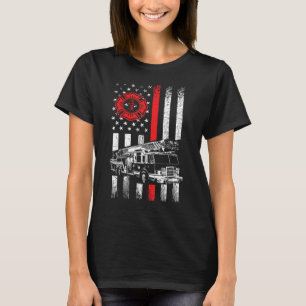 Fireman American Flag Thin Red Line Graphics Firef T-Shirt