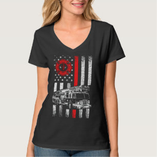 Fireman American Flag Thin Red Line Graphics Firef T-Shirt