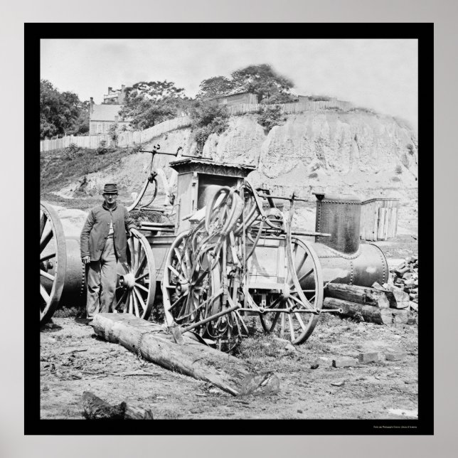 Fireman and Fire Engine in Richmond, VA 1865 Poster (Front)