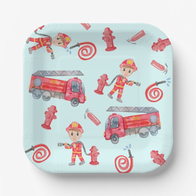 Fireman Birthday Party  Paper Plate (Front)