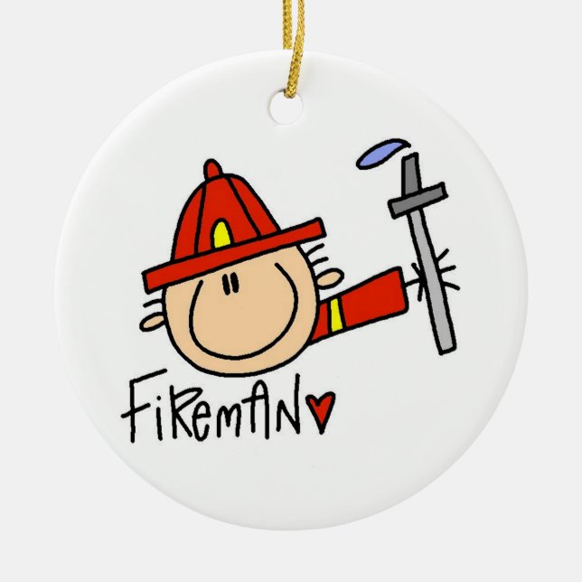 Fireman Ceramic Tree Decoration (Front)