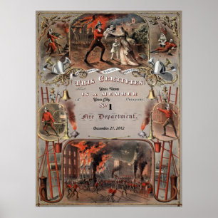 FIREMAN Certificate CUSTOMIZE PERSONALIZE Poster