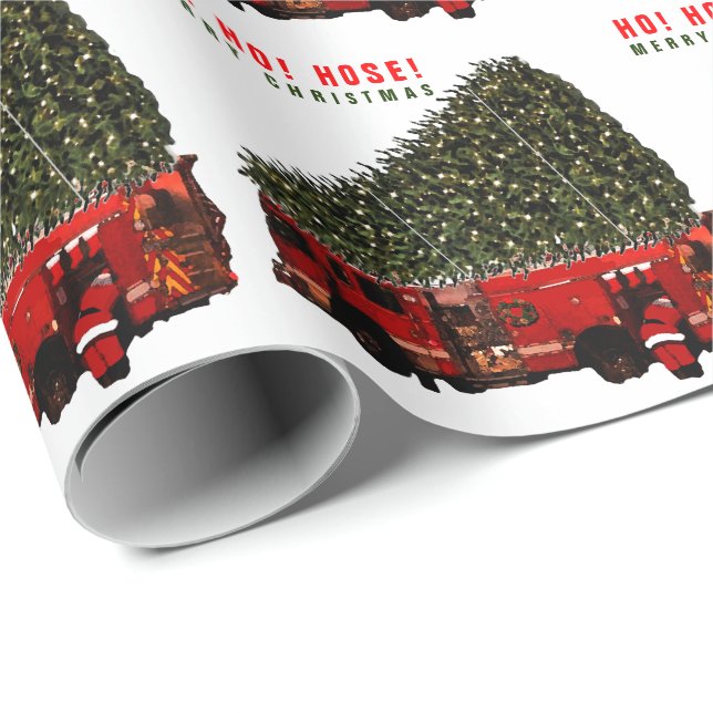 Fireman Christmas Holiday Gift Wrapping Paper (Roll Corner)