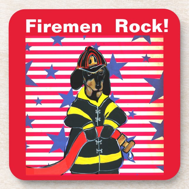 FIREMAN DACHSHUND   COASTER (Front)
