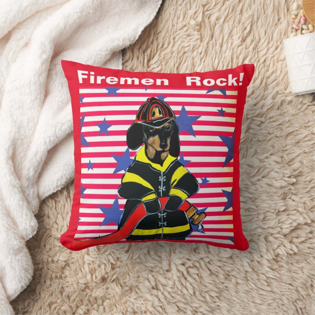 FIREMAN DACHSHUND  CUSHION (Blanket)