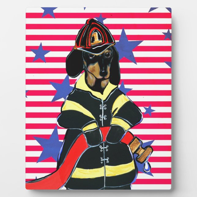FIREMAN DACHSHUND PLAQUE (Front)