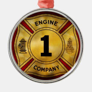 Fireman - Engine Company 1 Metal Tree Decoration