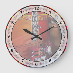 Fireman - Engine no 2  Large Clock
