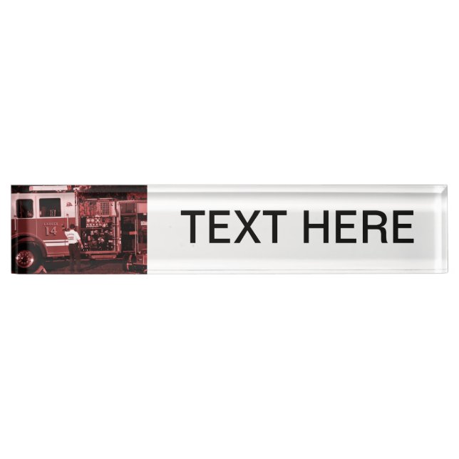 fireman entering truck burgundy coloured nameplate (Front)