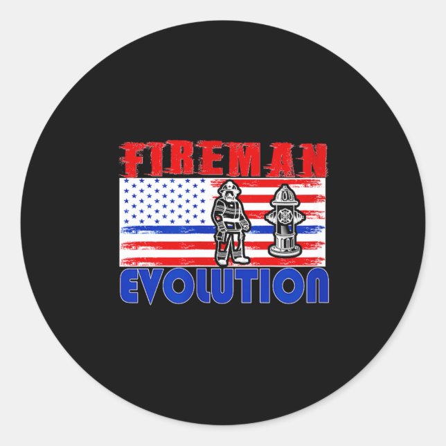 Fireman Evolution Fireman Gift Proud Firefighter Q Classic Round Sticker (Front)