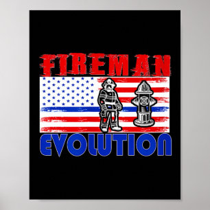 Fireman Evolution Fireman Gift Proud Firefighter Q Poster