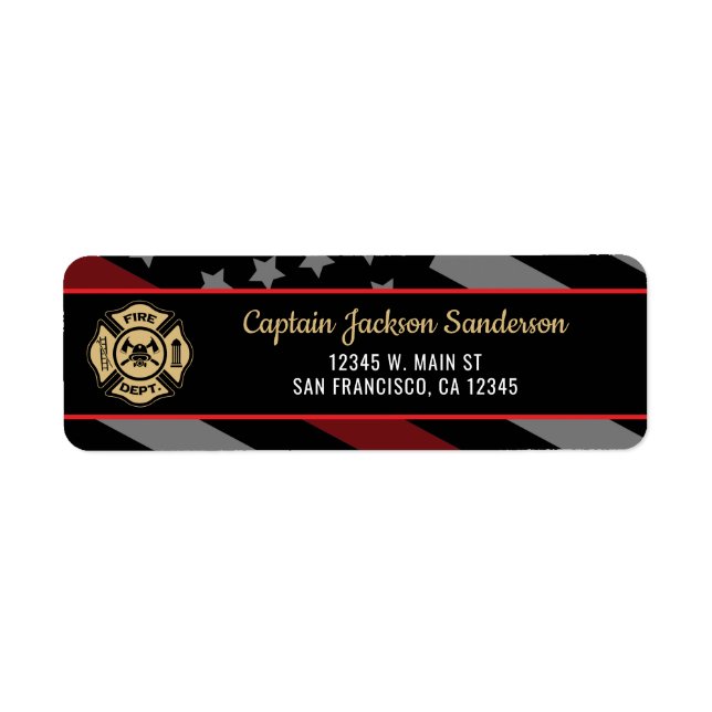 Fireman Fire Department Firefighter Address (Front)