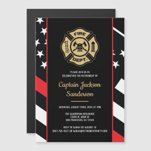 Fireman Fire Department Firefighter Retirement Magnetic Invitation