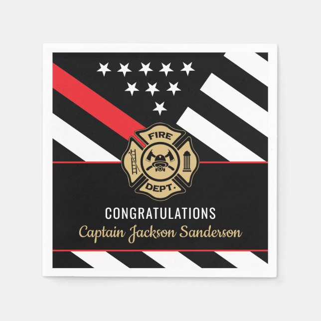 Fireman Fire Department Firefighter Retirement Napkin (Front)