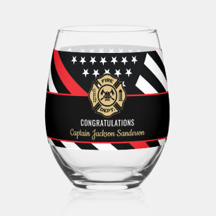 Fireman Fire Department Firefighter Retirement Stemless Wine Glass