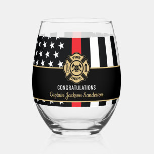 Fireman Fire Department Firefighter Retirement Stemless Wine Glass