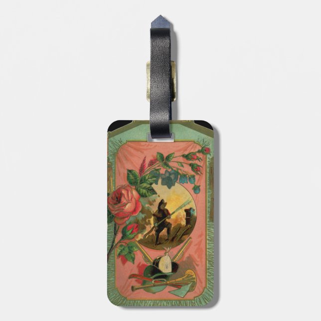 Fireman Firefighter 1880's Art Luggage Tag (Back Vertical)