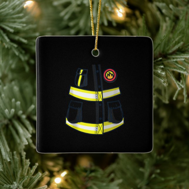 Fireman Firefighter Costume Halloween Ceramic Ornament (Tree)