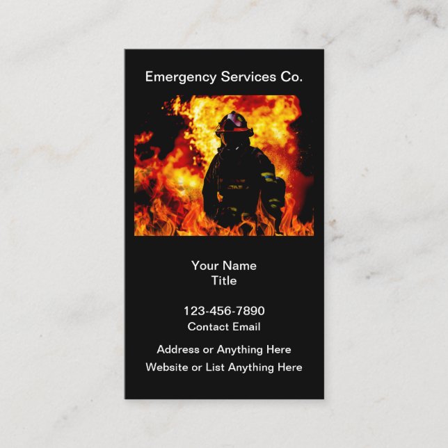 Fireman Firefighter Emergency Safety Theme Business Card (Front)