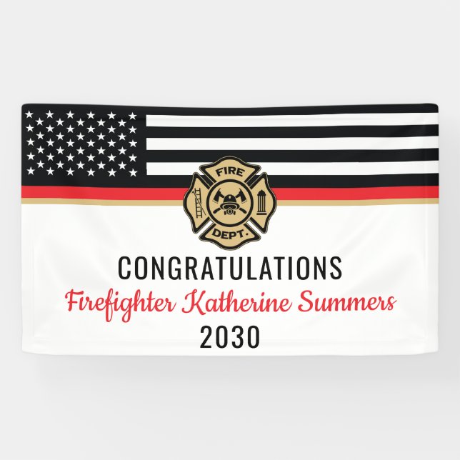 Fireman Firefighter Fire Academy Graduation Party Banner (Horizontal)