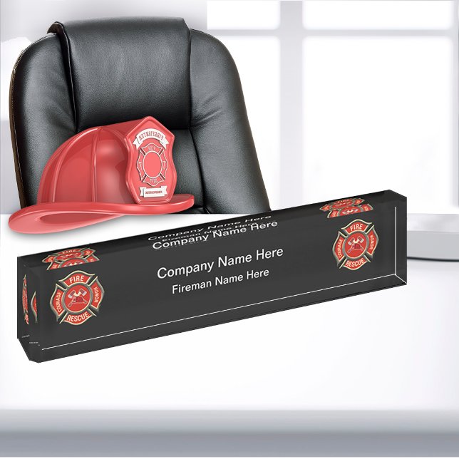 Fireman Firehouse Desk Name Plate (Creator Uploaded)