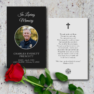 Fireman Funeral Memorial Photo Prayer Card Black