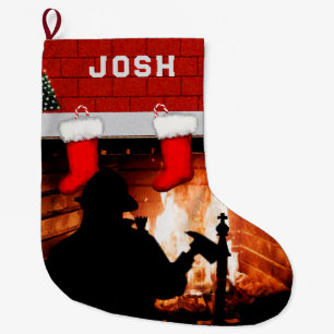 Fireman Holiday Gift Large Christmas Stocking