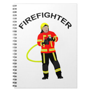 fireman in use clothes notebook
