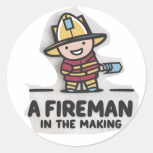 Fireman learner. Future Firefighter  Classic Round Sticker
