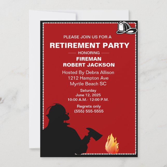 Fireman Retirement/Fire Chief Retirement Invitation (Front)