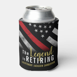 Fireman Retirement Party Red Line Flag Firefighter Can Cooler