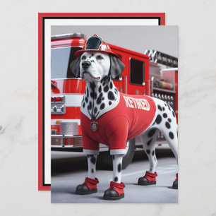 Fireman Retirement Party With Dalmation Dog Invitation