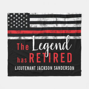 Fireman Retirement Red Line Flag Firefighter Fleece Blanket