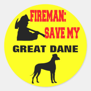 Fireman Save My Great Dane Classic Round Sticker