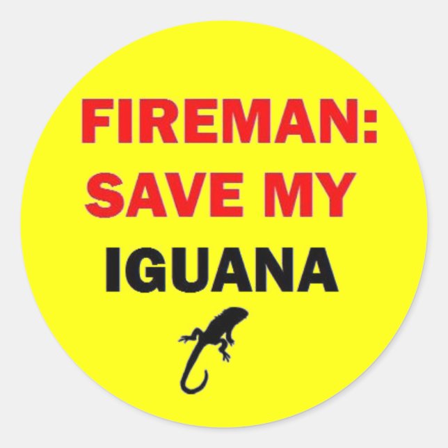 Fireman Save My Iguana Classic Round Sticker (Front)