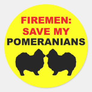 Fireman Save My Pomeranians Classic Round Sticker