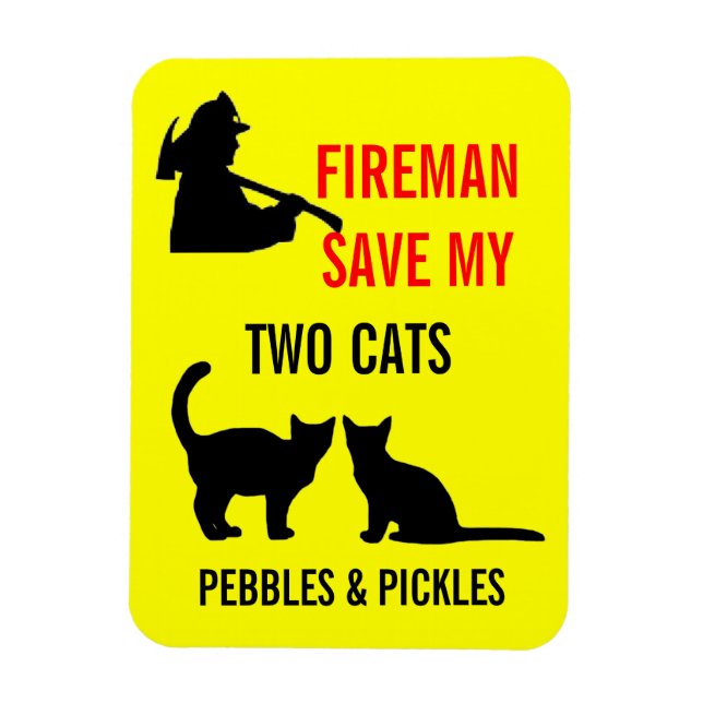 Fireman Save My Two Cats Safety Magnet (Vertical)